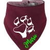 Hunde Wende Halstuch Multicolor PFOTE UMRISS + Name des Hundes