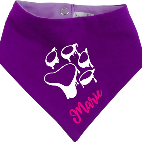 Hunde Wende Halstuch Multicolor PFOTE UMRISS + Name des Hundes