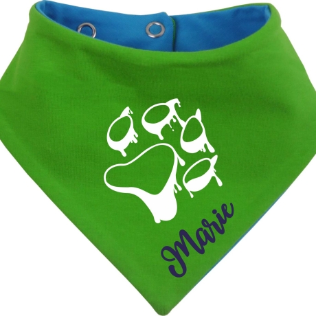 Hunde Wende Halstuch Multicolor PFOTE UMRISS + Name des Hundes