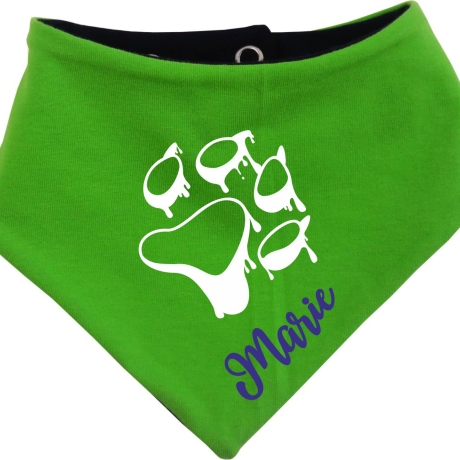 Hunde Wende Halstuch Multicolor PFOTE UMRISS + Name des Hundes