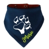 Hunde Wende Halstuch Multicolor PFOTE UMRISS + Name des Hundes