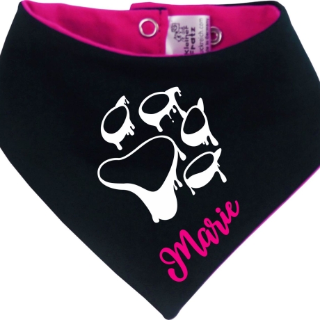 Hunde Wende Halstuch Multicolor PFOTE UMRISS + Name des Hundes