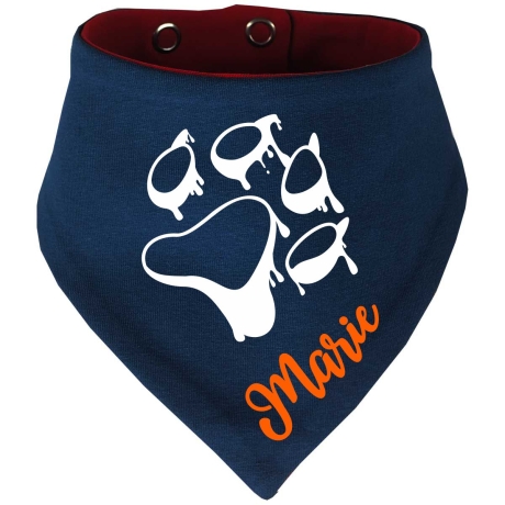 Hunde Wende Halstuch Multicolor PFOTE UMRISS + Name des Hundes