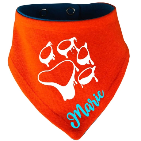 Hunde Wende Halstuch Multicolor PFOTE UMRISS + Name des Hundes
