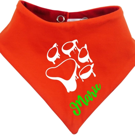 Hunde Wende Halstuch Multicolor PFOTE UMRISS + Name des Hundes