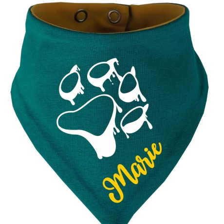 Hunde Wende Halstuch Multicolor PFOTE UMRISS + Name des Hundes