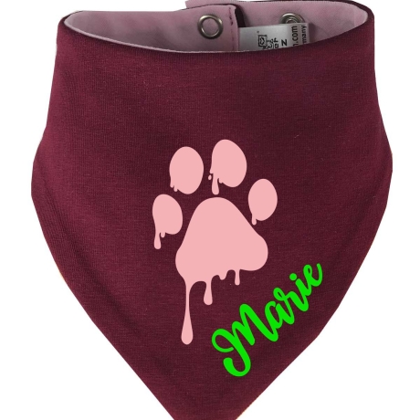 Hunde Wende Halstuch Multicolor PFOTE Rosa + Name des Hundes