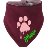 Hunde Wende Halstuch Multicolor PFOTE Rosa + Name des Hundes