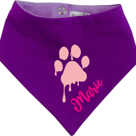 Hunde Wende Halstuch Multicolor PFOTE Rosa + Name des Hundes