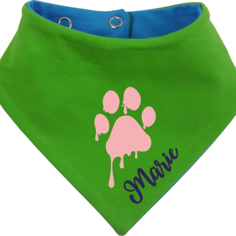 Hunde Wende Halstuch Multicolor PFOTE Rosa + Name des Hundes