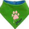 Hunde Wende Halstuch Multicolor PFOTE Rosa + Name des Hundes