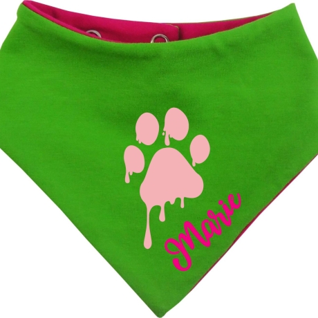 Hunde Wende Halstuch Multicolor PFOTE Rosa + Name des Hundes