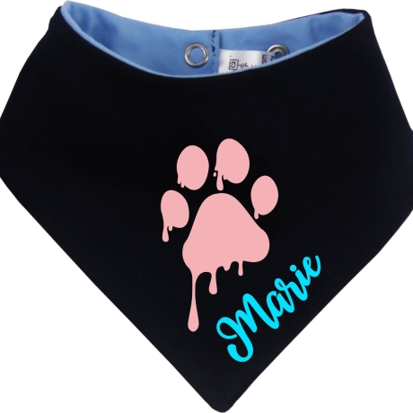 Hunde Wende Halstuch Multicolor PFOTE Rosa + Name des Hundes