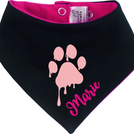 Hunde Wende Halstuch Multicolor PFOTE Rosa + Name des Hundes