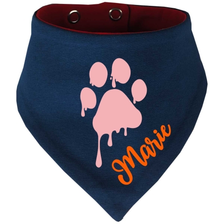 Hunde Wende Halstuch Multicolor PFOTE Rosa + Name des Hundes