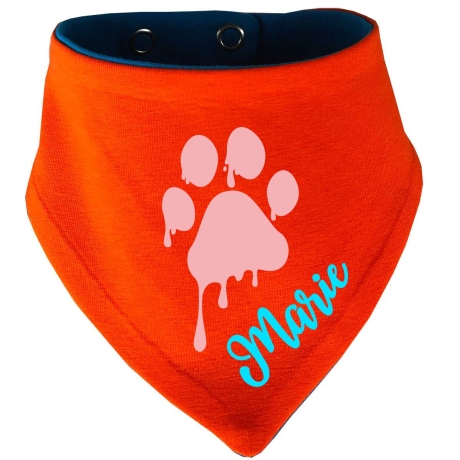 Hunde Wende Halstuch Multicolor PFOTE Rosa + Name des Hundes