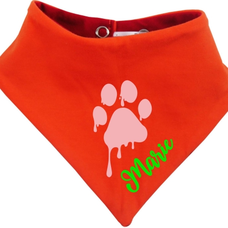 Hunde Wende Halstuch Multicolor PFOTE Rosa + Name des Hundes