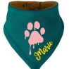 Hunde Wende Halstuch Multicolor PFOTE Rosa + Name des Hundes