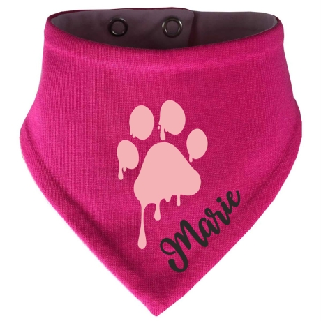 Hunde Wende Halstuch Multicolor PFOTE Rosa + Name des Hundes