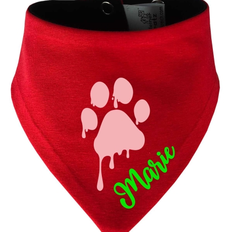 Hunde Wende Halstuch Multicolor PFOTE Rosa + Name des Hundes