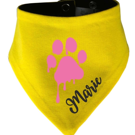 Hunde Wende Halstuch Multicolor PFOTE Rosa + Name des Hundes