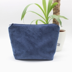 Wetbag aus Cord – Blau Kirschen mit beschichtetem Innenstoff