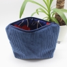 Wetbag aus Cord – Blau Kirschen mit beschichtetem Innenstoff