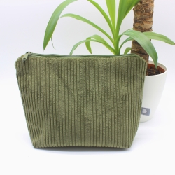 Wetbag aus Cord – Khaki Blumen mit beschichtetem Innenstoff