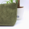 Wetbag aus Cord – Khaki Blumen mit beschichtetem Innenstoff