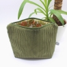 Wetbag aus Cord – Khaki Blumen mit beschichtetem Innenstoff