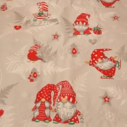 Weihnachtsstoff Wichtel Gnome rot Baumwolle 0,5 m