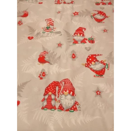 Weihnachtsstoff Wichtel Gnome rot Baumwolle 0,5 m