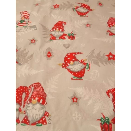 Weihnachtsstoff Wichtel Gnome rot Baumwolle 0,5 m