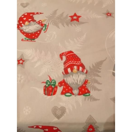 Weihnachtsstoff Wichtel Gnome rot Baumwolle 0,5 m