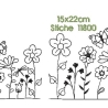 Stickdatei Blumenwiese Redwork verschiedene Größen