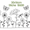 Stickdatei Blumenwiese Redwork verschiedene Größen