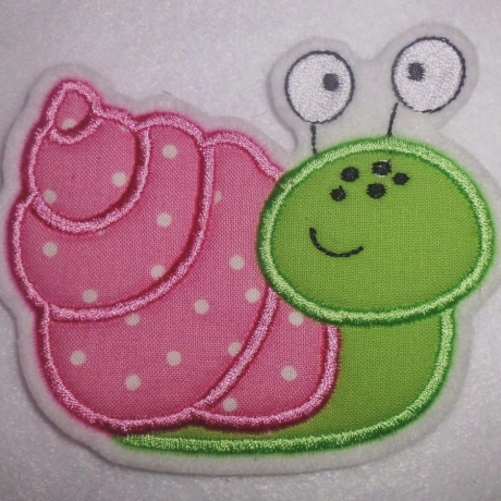 Aufnäher/Applikation - witzige Schnecke - rosa-grün