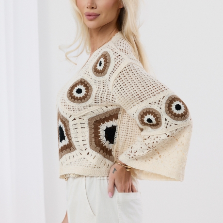 Boho Häkel Spitze Bluse Bohemian Cut out Tunika Stickerei S-L