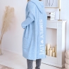 Oversized Strickmantel lange Strickjacke Cardigan Hellblau M-2XL
