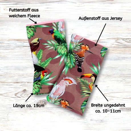 Armstulpen Damen Stoff – buntes Vogelmotiv, warmes Accessoire