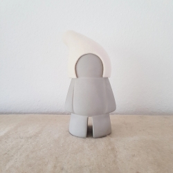 handmade Zwerg / Gartenzwerg Figur Beton / Filz Mütze weiß 28cm