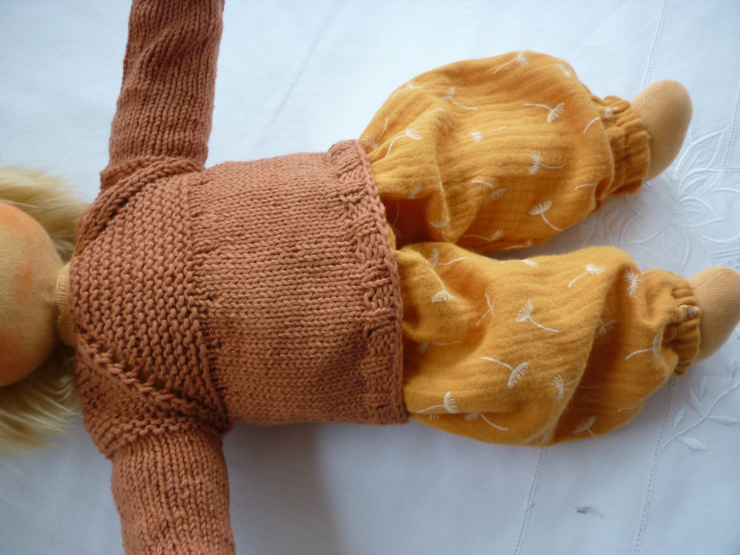 Hellgrau/Dunkelgrau Strickpullover & Strickhose für *35 cm* Waldorfpuppen 
